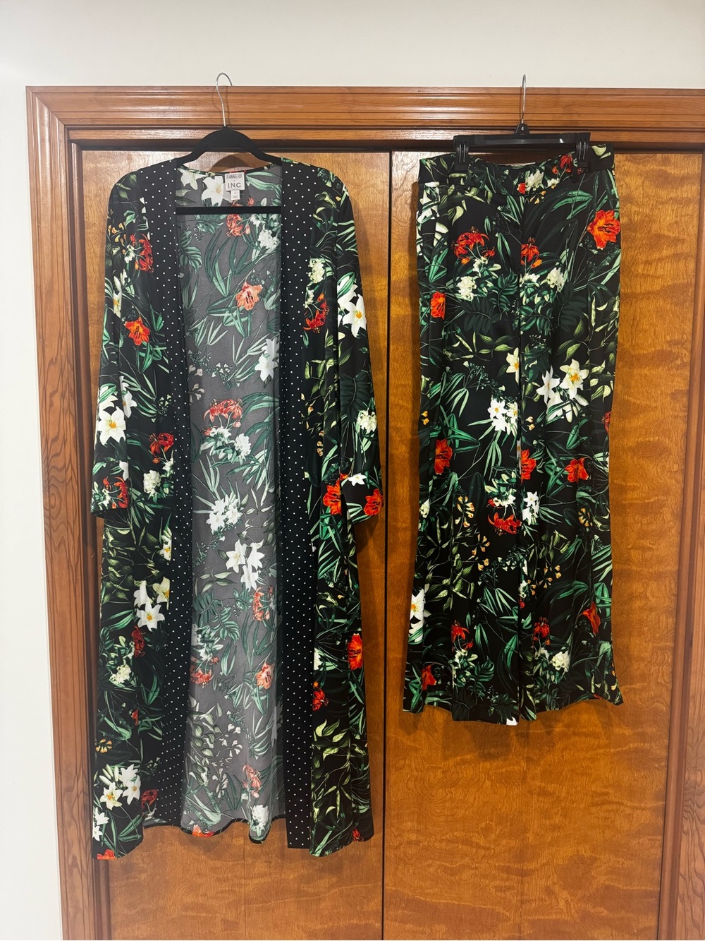Jeannie Mai x INC Floral Duster & Wide Leg Pants Set M